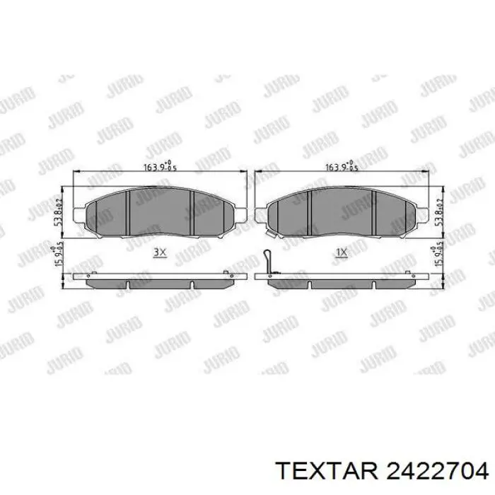 Передні тормозні колодки 2422704 Textar