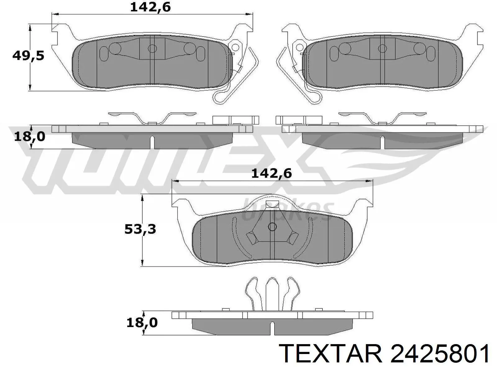 Задні гальмівні колодки Textar 2425801 ціна, від 24.33 USD