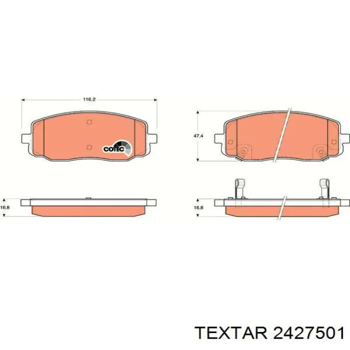 Передні тормозні колодки 2427501 Textar