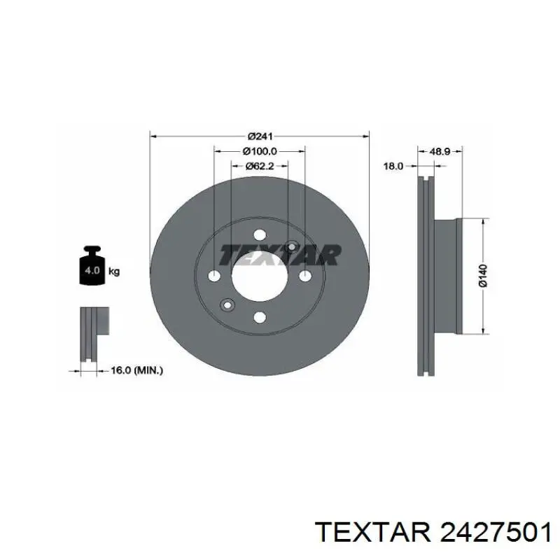 Гальмівні колодки Textar 2427501 ціна, від 19.23 USD