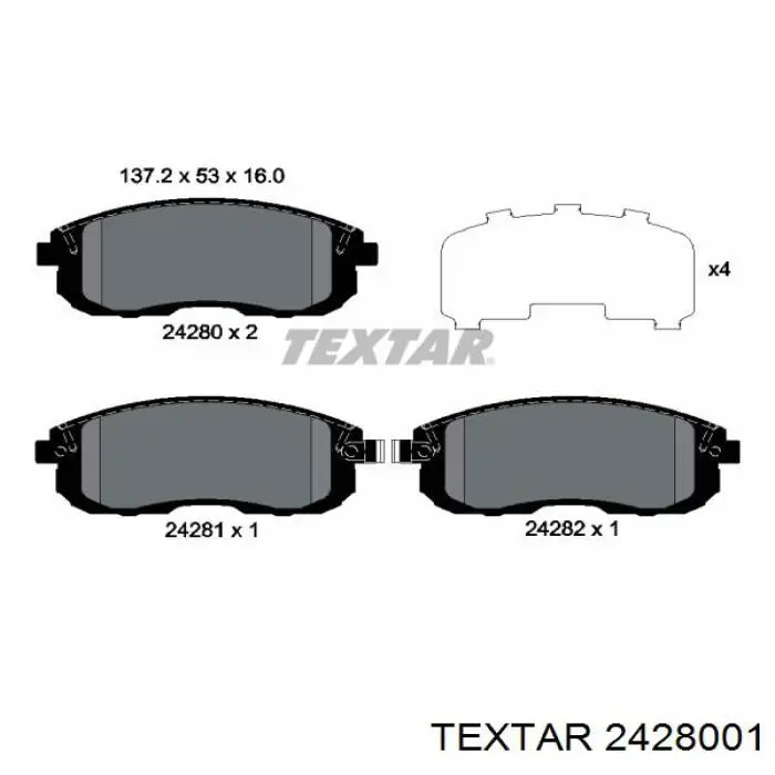Гальмівні колодки Textar 2428001 ціна, від 19.21 USD
