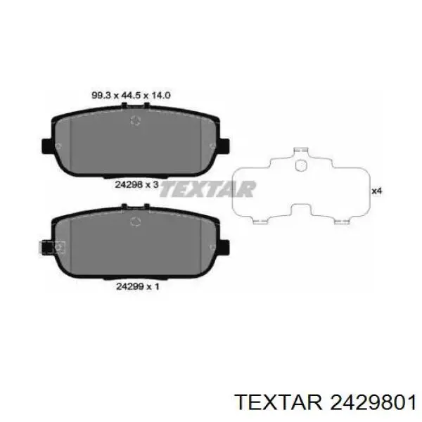 Купити 2429801 Textar Задні колодки