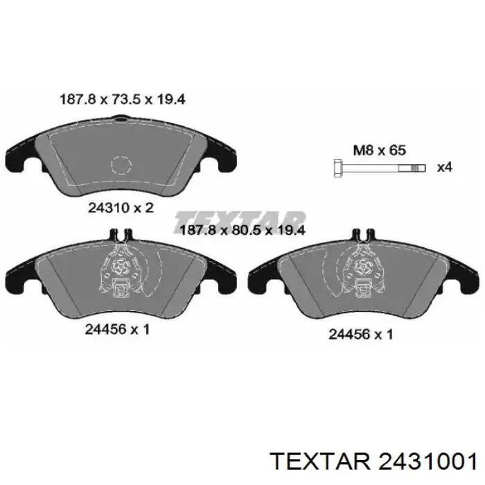 Купити 2431001 Textar Колодки гальмівні передні, дискові