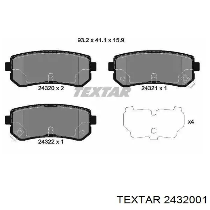 Колодки гальмові задні, дискові 2432001 Textar