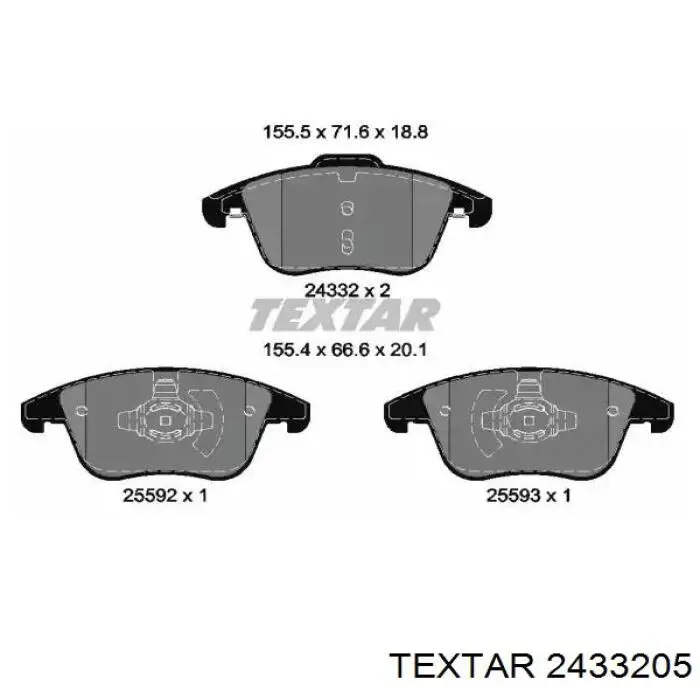 Гальмівні колодки Textar 2433205 ціна, від 36.32 USD
