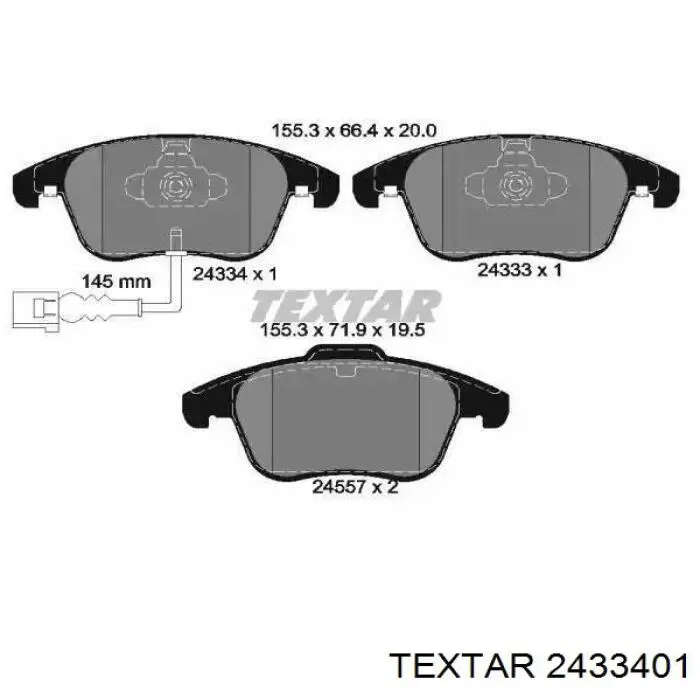 Купити 2433401 Textar Колодки гальмівні передні, дискові