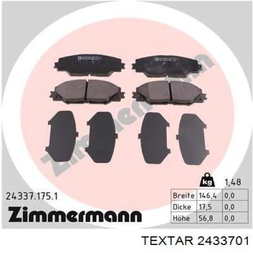 Гальмівні колодки Textar 2433701 ціна, від 30.45 USD