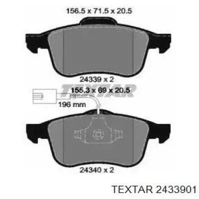 Передні тормозні колодки 2433901 Textar