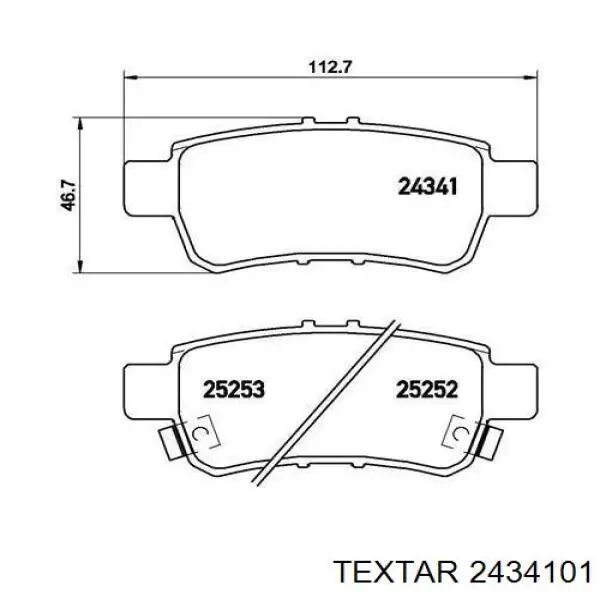 2434101 Textar Колодки гальмівні задні, дискові