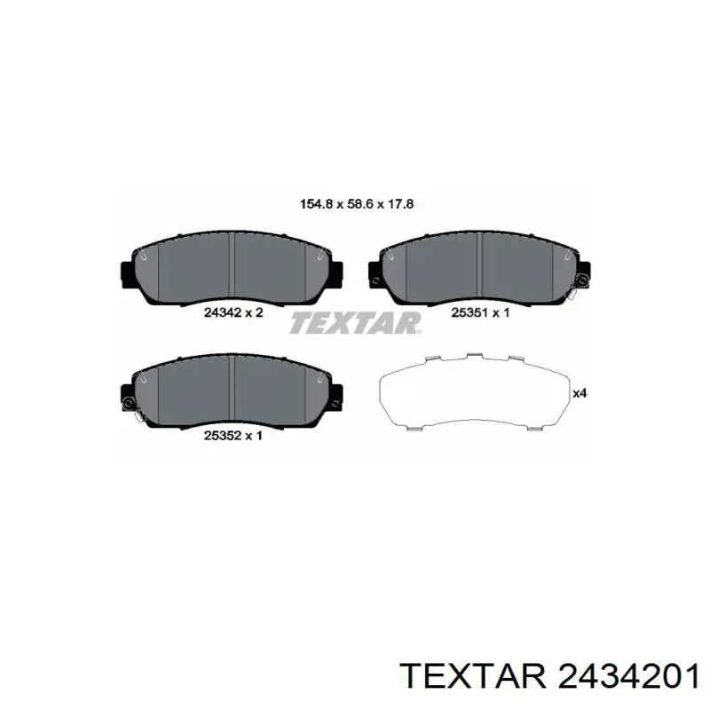 Гальмівні колодки Textar 2434201 ціна, від 28.60 USD