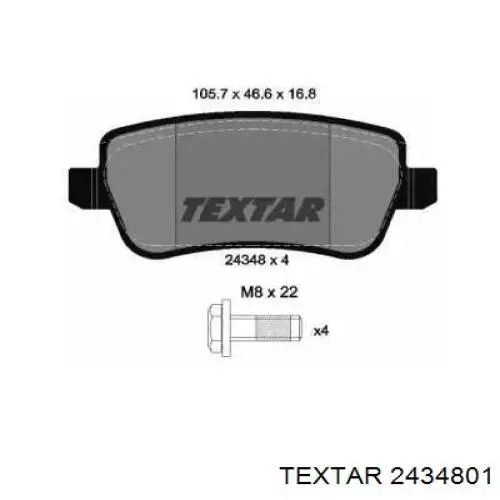 Задні гальмівні колодки Textar 2434801 ціна, від 17.07 USD