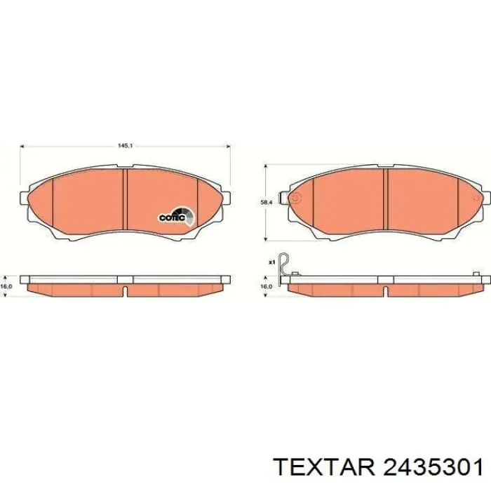 Купити 2435301 Textar Колодки гальмівні передні, дискові