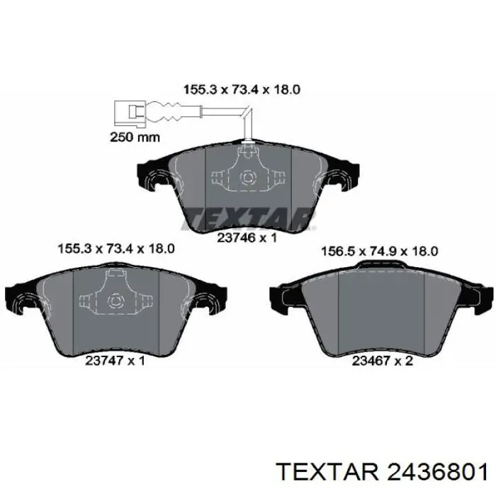 2436801 Textar Колодки гальмівні задні, дискові