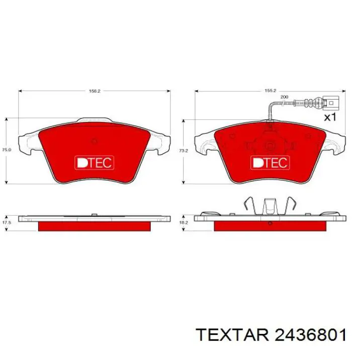 Задні гальмівні колодки Textar 2436801 ціна, від 21.14 USD