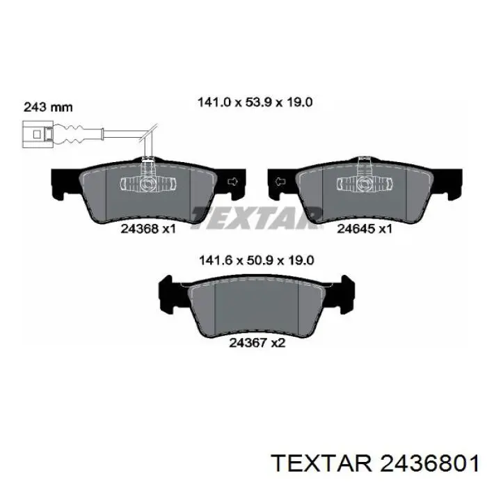 Колодки гальмові задні, дискові 2436801 Textar