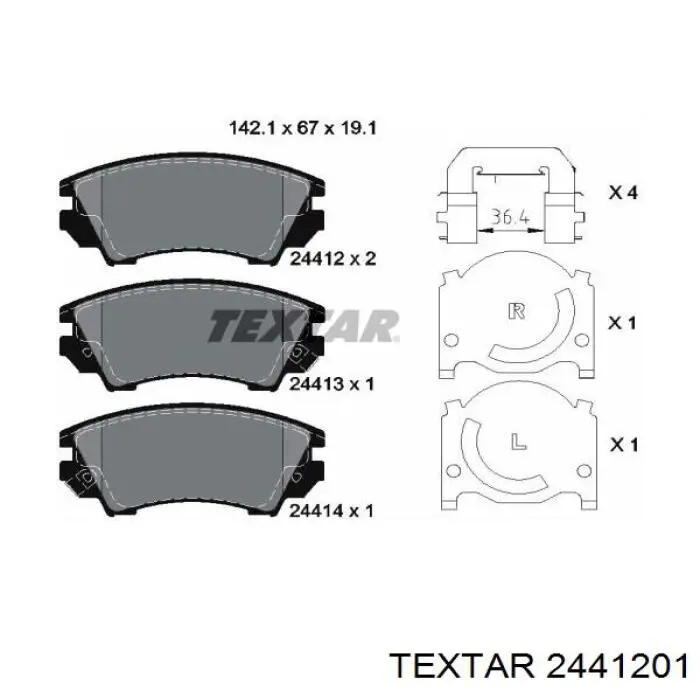 Гальмівні колодки Textar 2441201 ціна, від 26.57 USD