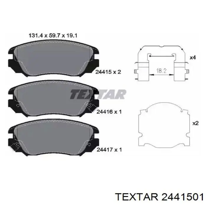 Купити 2441501 Textar Колодки гальмівні передні, дискові