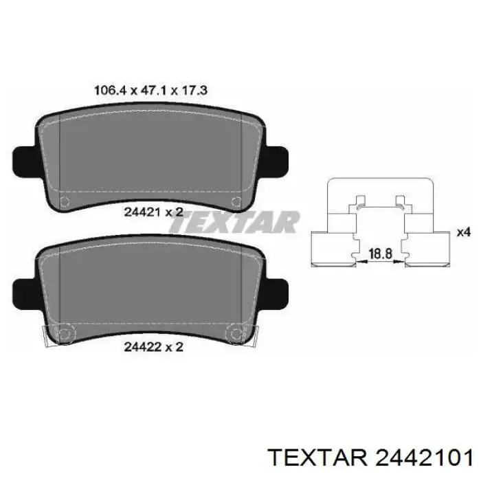 Купити 2442101 Textar Задні колодки