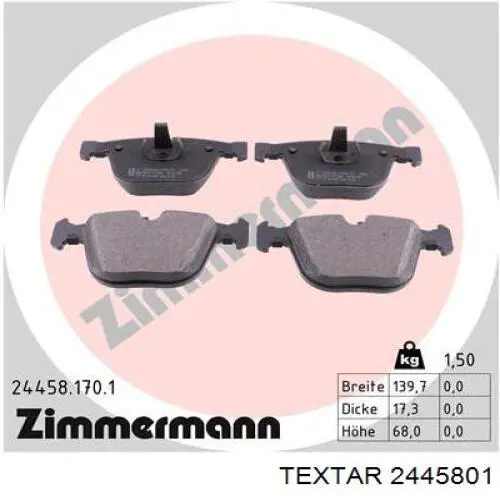 Задні гальмівні колодки Textar 2445801 ціна, від 76.54 USD