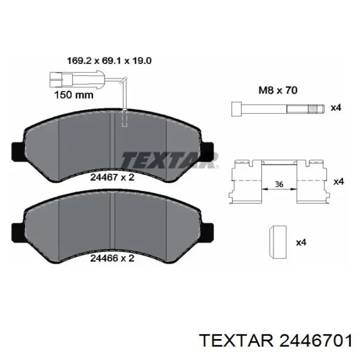 Купити 2446701 Textar Колодки гальмівні передні, дискові