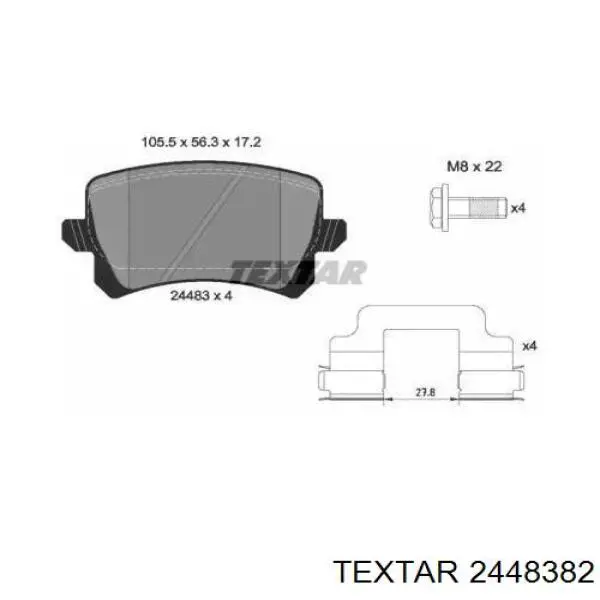Задні гальмівні колодки Textar 2448382 ціна, від 25.55 USD