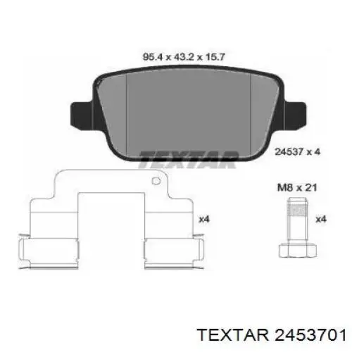 Колодки гальмові задні, дискові 2453701 Textar