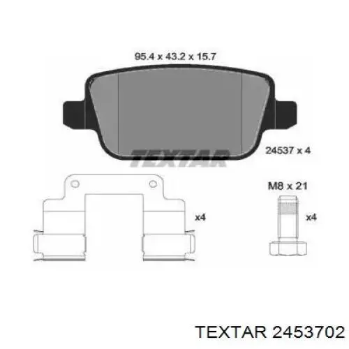 Задні гальмівні колодки Textar 2453702 ціна, від 22.04 USD