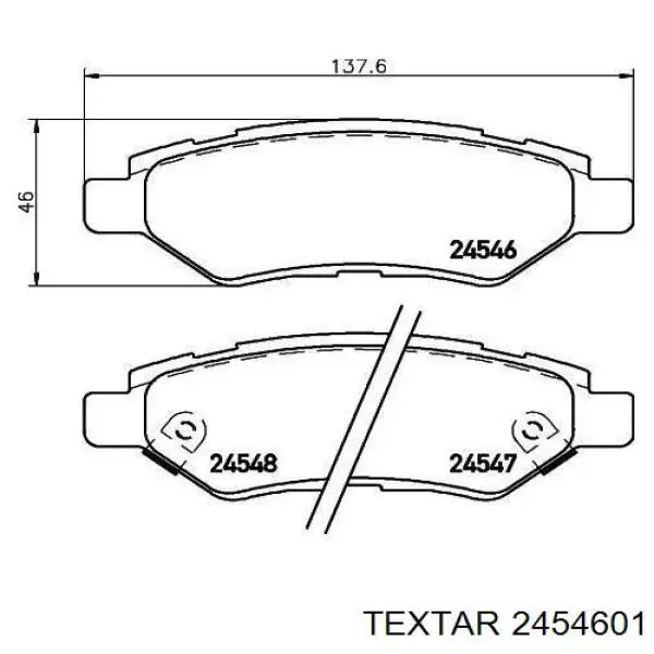 Колодки гальмові задні, дискові 2454601 Textar