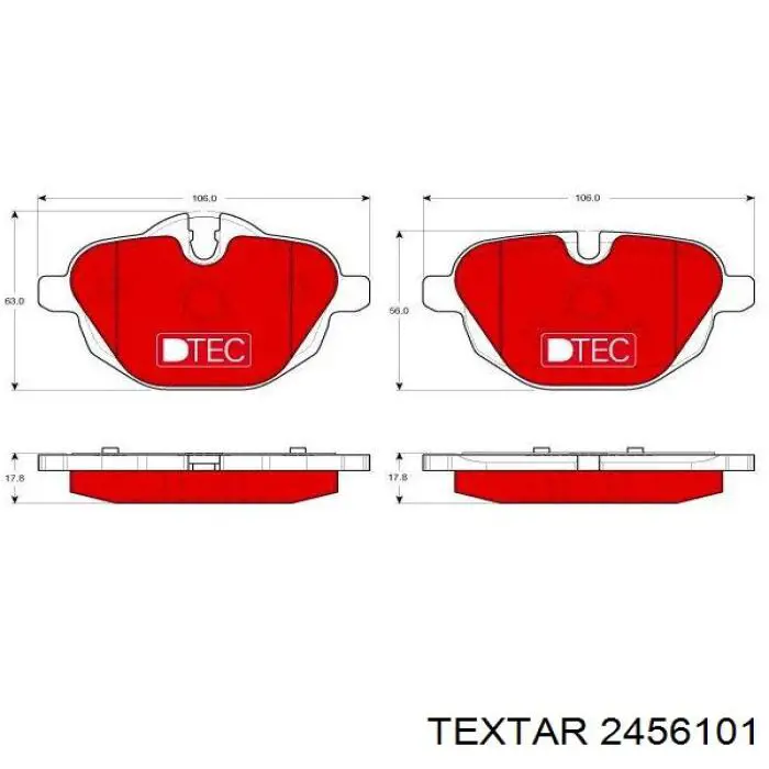 Задні гальмівні колодки Textar 2456101 ціна, від 56.68 USD