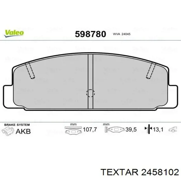 Задні дискові колодки Textar 2458102