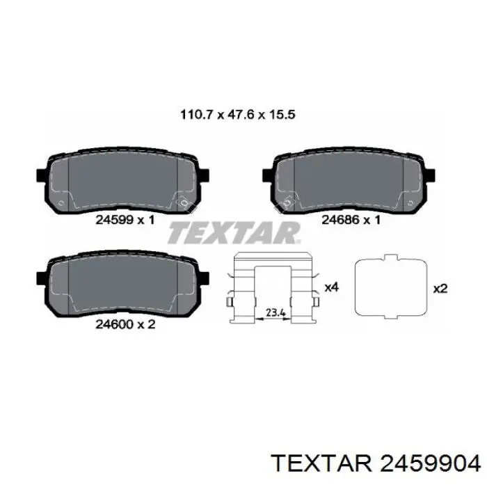 2459904 Textar Колодки гальмівні задні, дискові