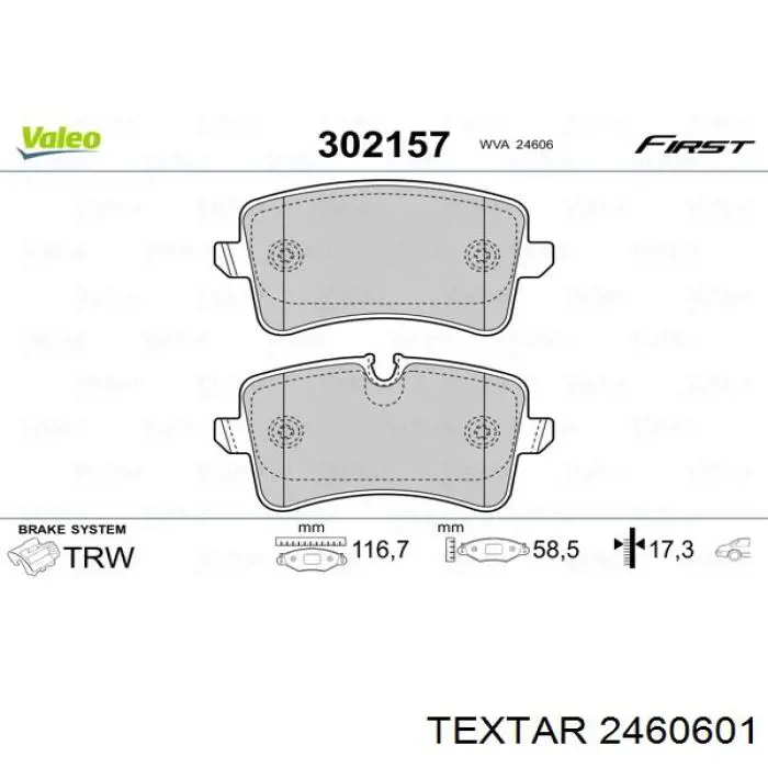 Задні гальмівні колодки Textar 2460601 ціна, від 40.53 USD