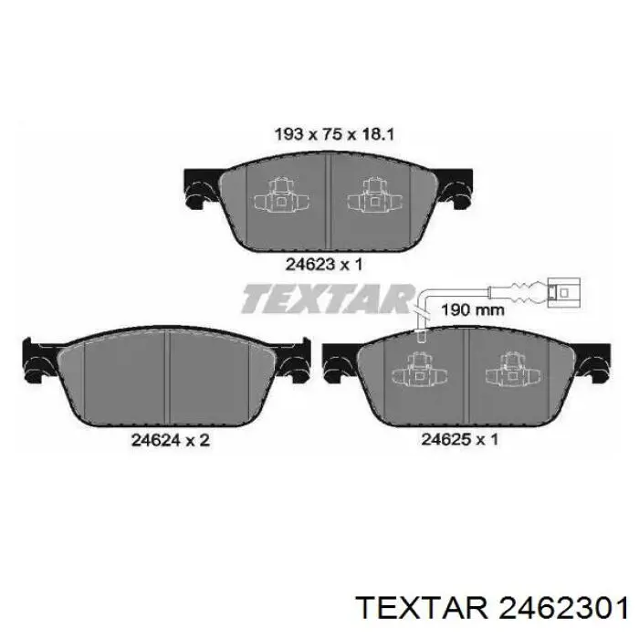 Купити 2462301 Textar Колодки гальмівні передні, дискові