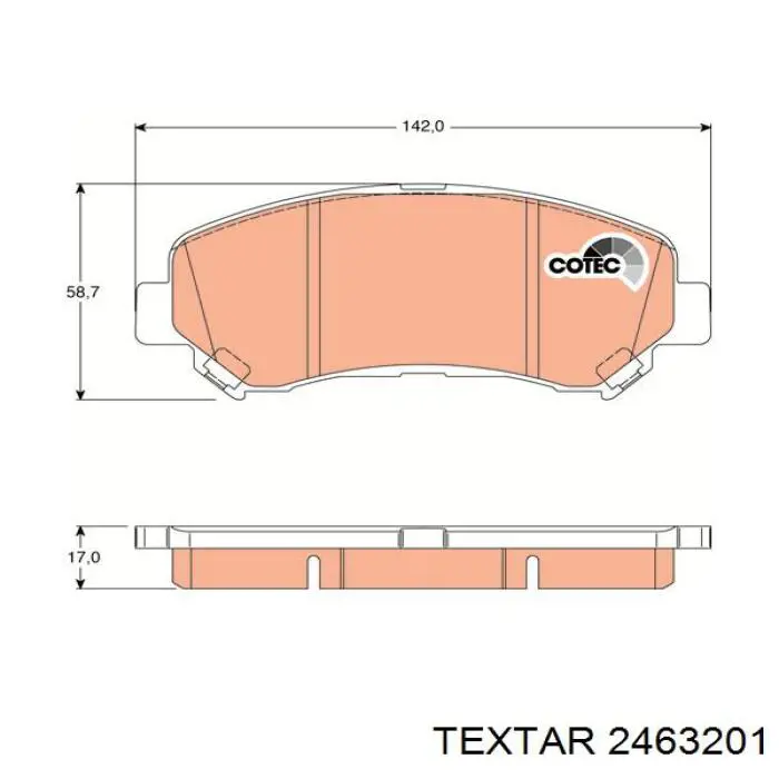2463201 Textar Передні гальмівні колодки