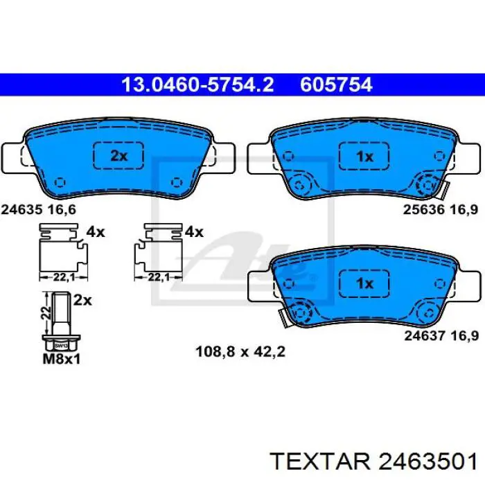 Задні гальмівні колодки Textar 2463501 ціна, від 19.08 USD