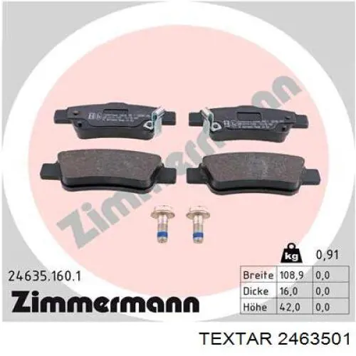 Купити 2463501 Textar Задні колодки