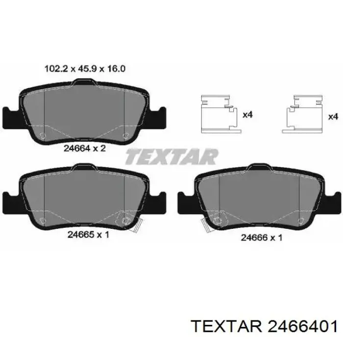 Купити 2466401 Textar Задні колодки