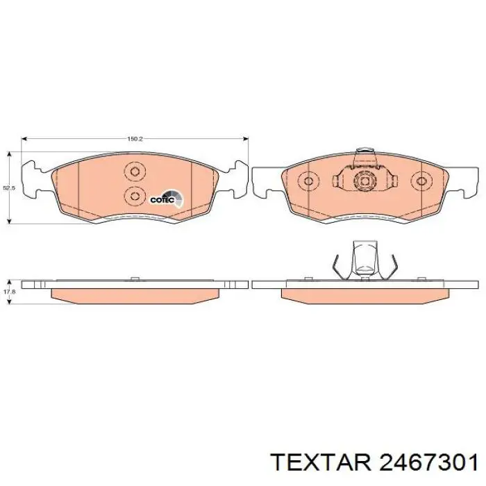 2467301 Textar колодки гальмівні передні, дискові