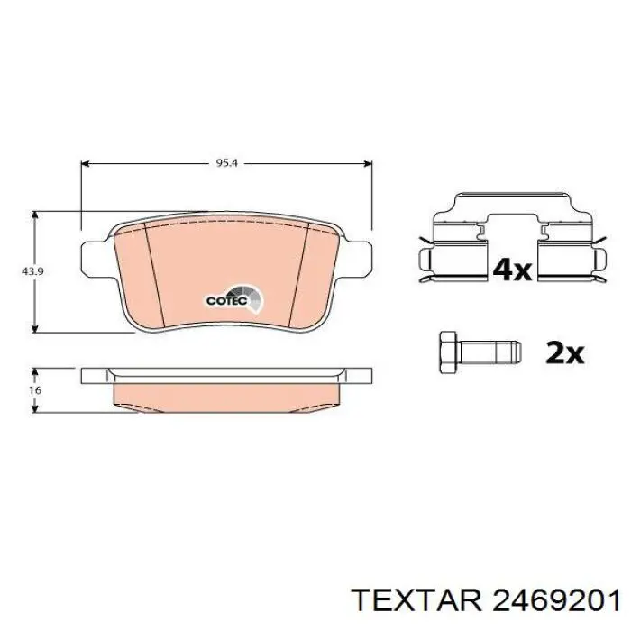 Задні гальмівні колодки Textar 2469201 ціна, від 18.35 USD