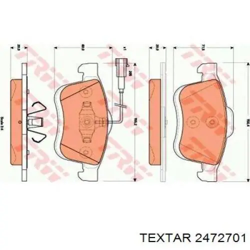 Передні тормозні колодки 2472701 Textar