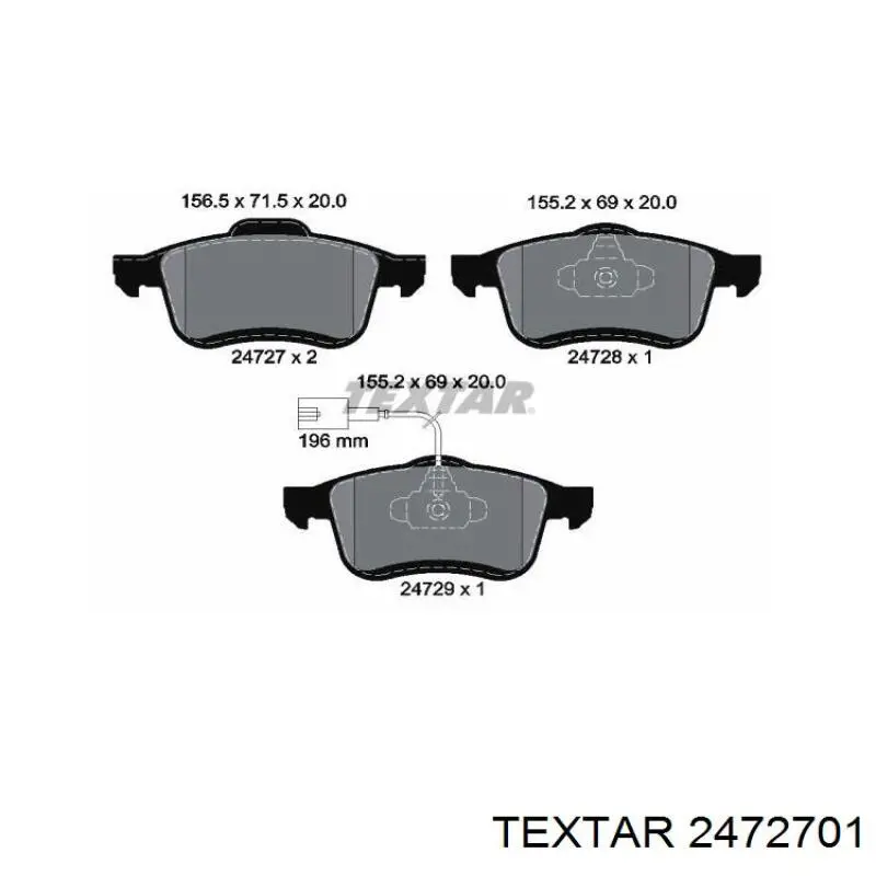 Гальмівні колодки Textar 2472701 ціна, від 29.46 USD