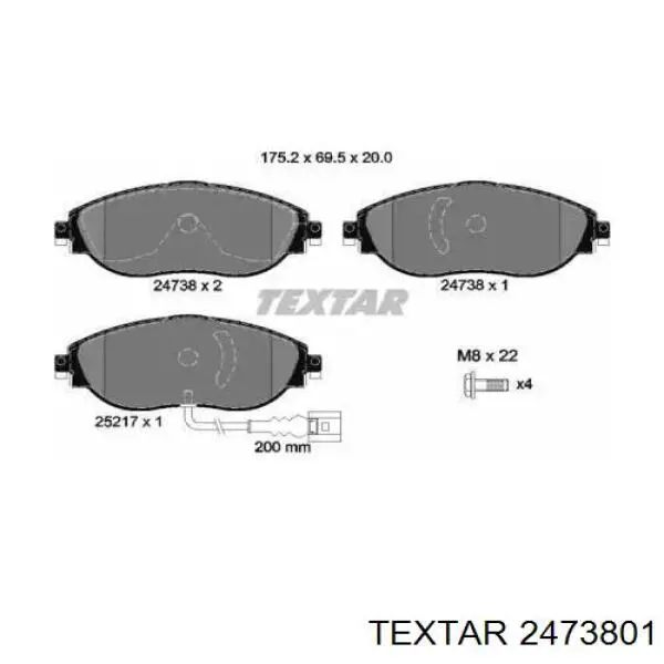 2473801 Textar колодки гальмівні передні, дискові