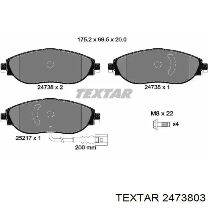 Гальмівні колодки Textar 2473803 ціна, від 64.09 USD