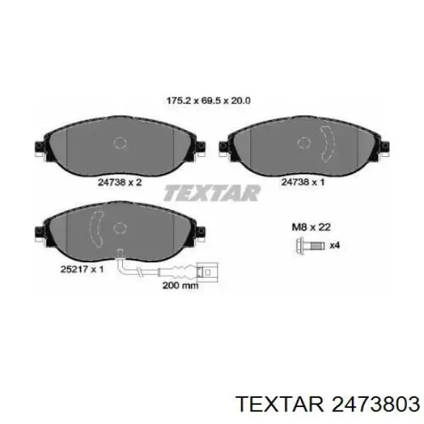 Колодки гальмівні передні, дискові 2473803 Textar