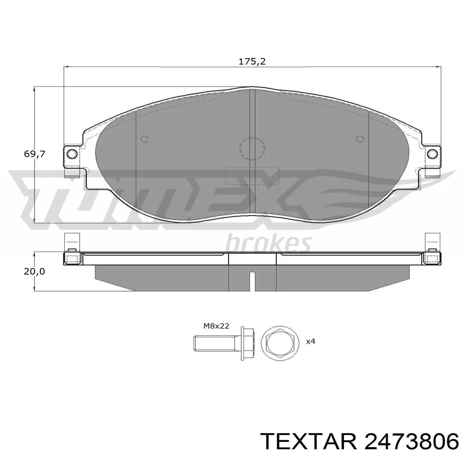 Купити 2473806 Textar Колодки гальмівні передні, дискові