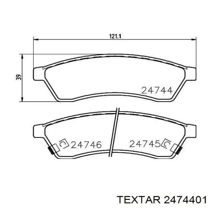 Колодки гальмові задні, дискові 2474401 Textar