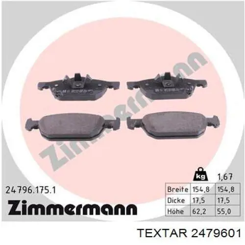 Гальмівні колодки Textar 2479601 ціна, від 22.71 USD