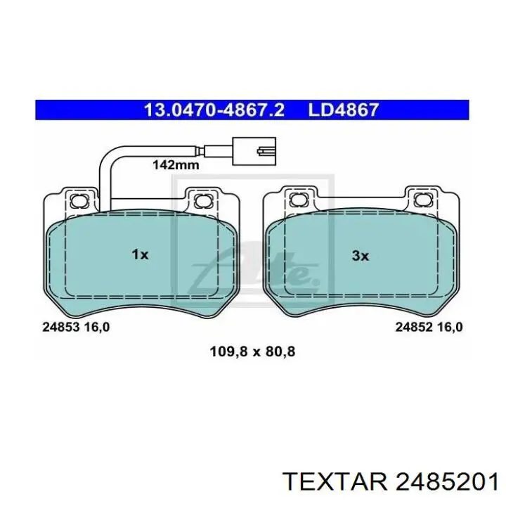 Тормозні колодки Textar 2485201