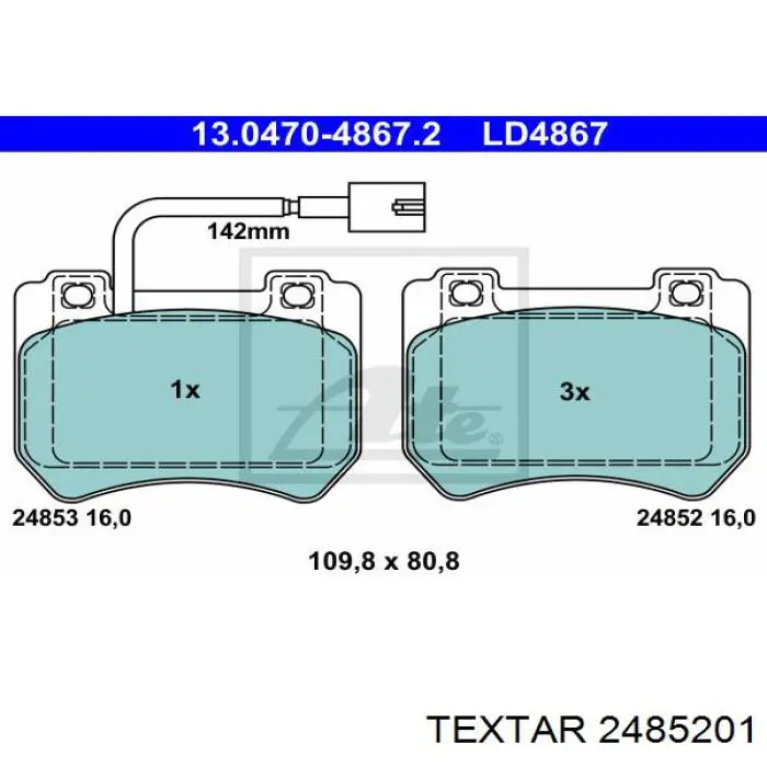 Гальмівні колодки Textar 2485201 ціна, від 34.56 USD