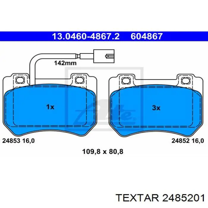 Гальмівні колодки Textar 2485201 ціна, від 34.56 USD